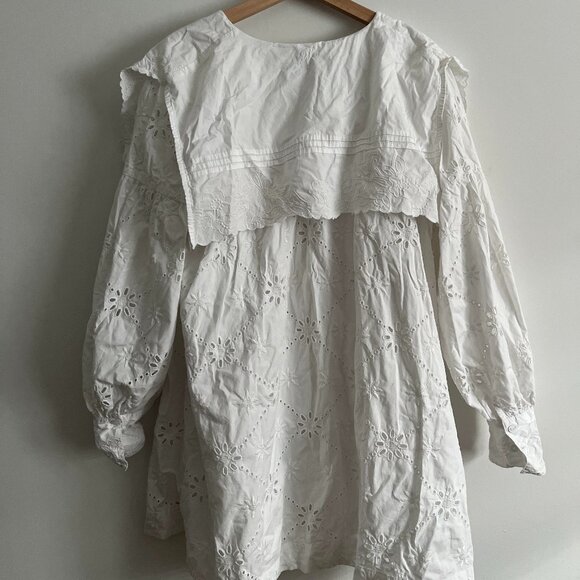 Damson Madder Cassidy Long-Sleeve Eyelet Mini Dress EUC - Picture 2 of 3